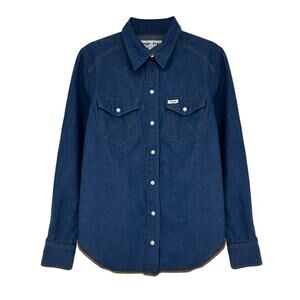 STAUD + WRANGLER The Western Shirt in Dark Rinse S